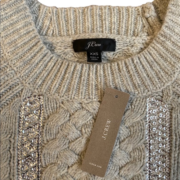 J. Crew Cable-Knit Sequin Sweater - Picture 2 of 4
